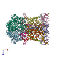PDB entry 7rja coloured by chain, top view.