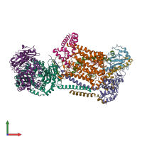 PDB entry 7rjb coloured by chain, front view.