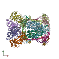 PDB entry 7rje coloured by chain, front view.