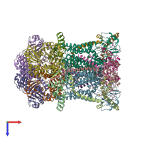 PDB entry 7rje coloured by chain, top view.