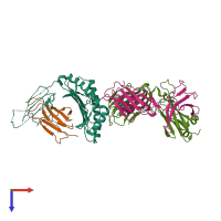 PDB entry 7rk7 coloured by chain, top view.