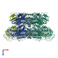 PDB entry 7rlb coloured by chain, top view.