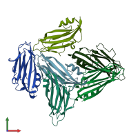 PDB entry 7rlm coloured by chain, front view.
