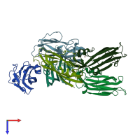 PDB entry 7rlm coloured by chain, top view.
