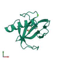 PDB entry 7rnt coloured by chain, front view.