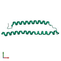 PDB entry 7roe coloured by chain, front view.