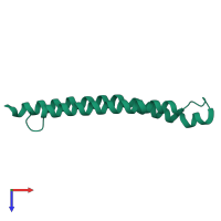 PDB entry 7roe coloured by chain, top view.