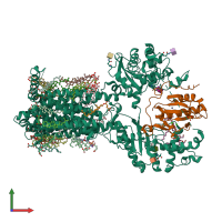 PDB entry 7rpk coloured by chain, front view.