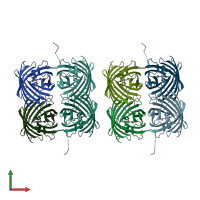 PDB entry 7rri coloured by chain, front view.