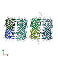 PDB entry 7rrk coloured by chain, front view.