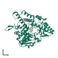 PDB entry 7rrn coloured by chain, front view.
