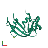 PDB entry 7rsa coloured by chain, front view.