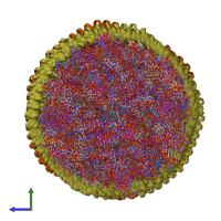 PDB entry 7rsc coloured by chain, ensemble of 20 models, side view.