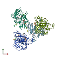 PDB entry 7rsy coloured by chain, front view.