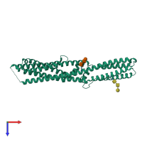 PDB entry 7rtv coloured by chain, top view.