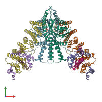 PDB entry 7rua coloured by chain, front view.
