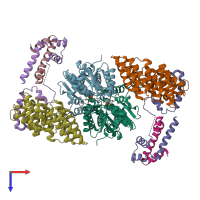 PDB entry 7rua coloured by chain, top view.
