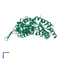 PDB entry 7ruj coloured by chain, top view.