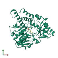 PDB entry 7rw3 coloured by chain, front view.