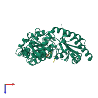 PDB entry 7rw3 coloured by chain, top view.