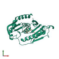 PDB entry 7rws coloured by chain, front view.