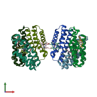 PDB entry 7rwy coloured by chain, front view.