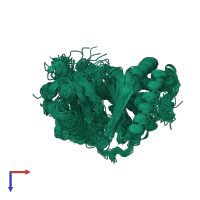 PDB entry 7ry6 coloured by chain, ensemble of 20 models, top view.