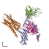 PDB entry 7ryc coloured by chain, front view.