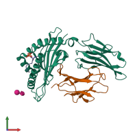 PDB entry 7rzj coloured by chain, front view.