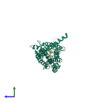 PDB entry 7s15 coloured by chain, side view.