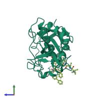 PDB entry 7s18 coloured by chain, side view.
