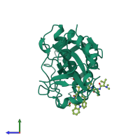 PDB entry 7s19 coloured by chain, side view.