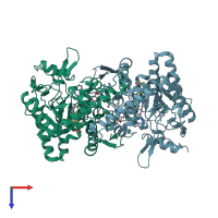 PDB entry 7s3x coloured by chain, top view.