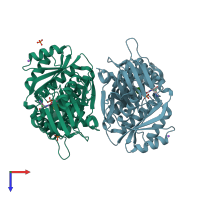 PDB entry 7s49 coloured by chain, top view.