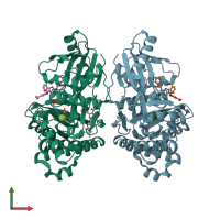 PDB entry 7s4c coloured by chain, front view.