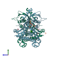 PDB entry 7s4c coloured by chain, side view.