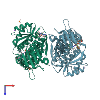PDB entry 7s4c coloured by chain, top view.