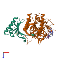 PDB entry 7s5g coloured by chain, top view.