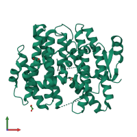 PDB entry 7s5l coloured by chain, front view.