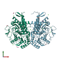 PDB entry 7s6e coloured by chain, front view.