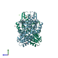 PDB entry 7s6e coloured by chain, side view.