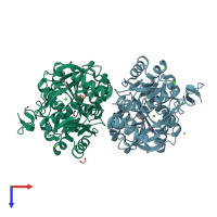 PDB entry 7s6e coloured by chain, top view.