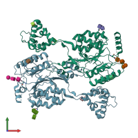 PDB entry 7s6n coloured by chain, front view.