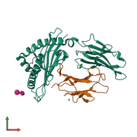 PDB entry 7s7e coloured by chain, front view.