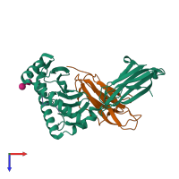 PDB entry 7s7e coloured by chain, top view.
