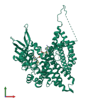 PDB entry 7s7g coloured by chain, front view.
