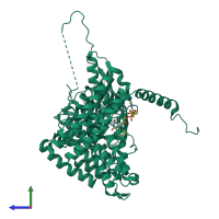 PDB entry 7s7g coloured by chain, side view.