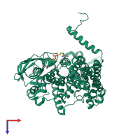 PDB entry 7s7g coloured by chain, top view.
