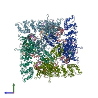 PDB entry 7s8b coloured by chain, side view.