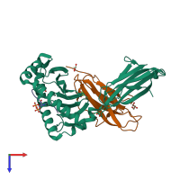 PDB entry 7s8e coloured by chain, top view.